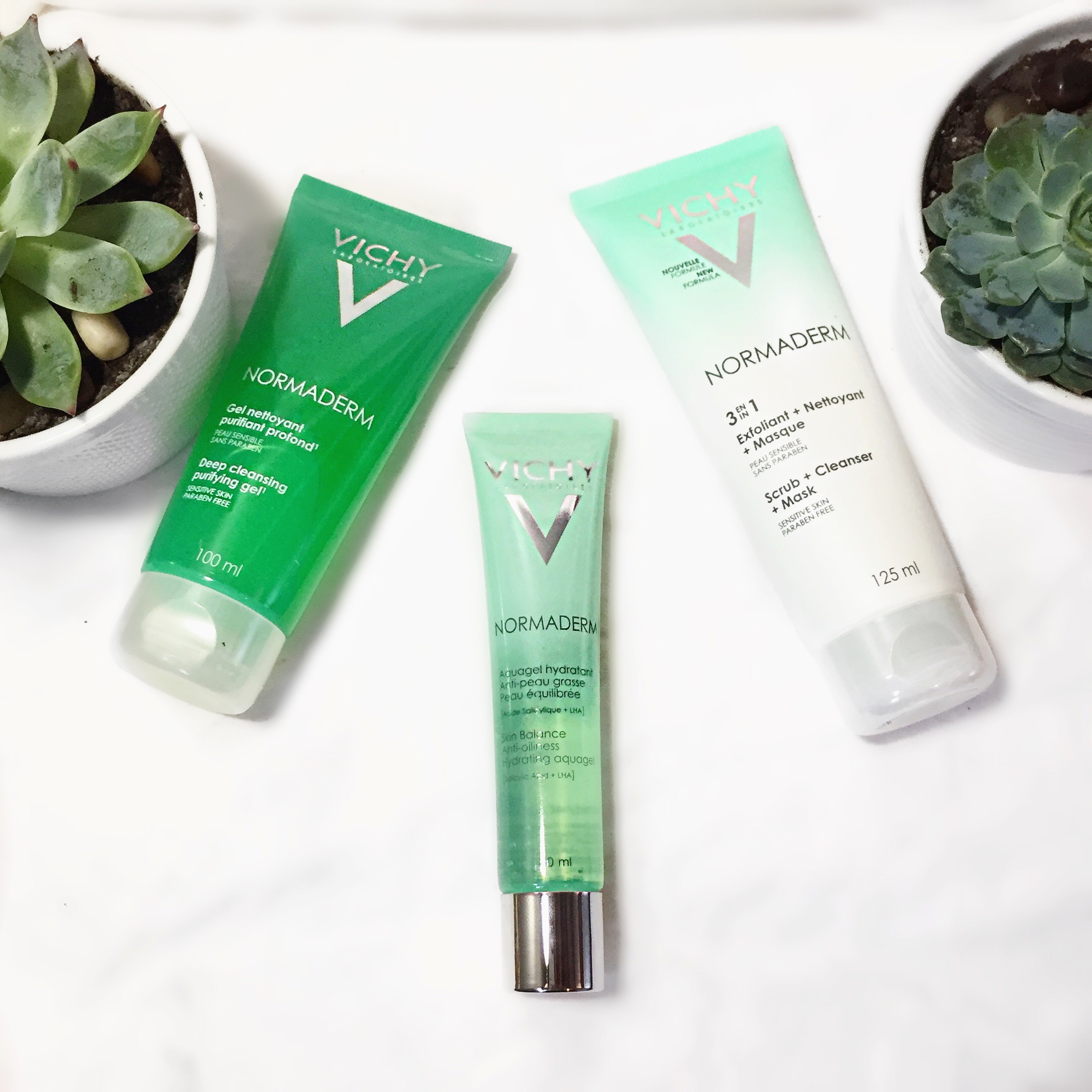 Trio Normaderm de Vichy : Nettoyant purifiant profond, aquagel et masque tri-activ